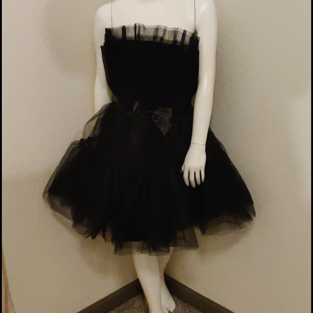 Bow Front Layered Tube Tulle Dress